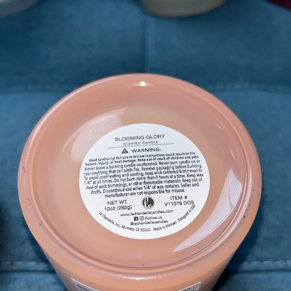 NEW! Le Chandelle Blush & Bloom Premium Blooming Glory 10oz Candle Joshua 24:15